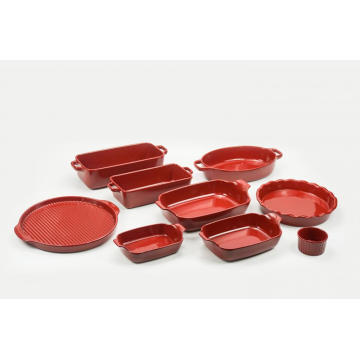 Conjunto de Bakeware de grés - vermelho